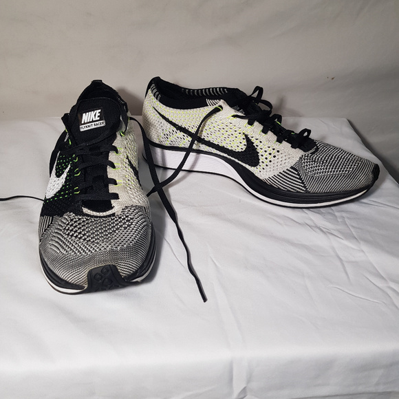 flyknit racer black white volt